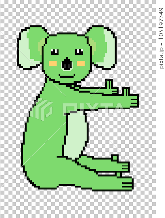 ドット絵のコアラ(緑) 105197349