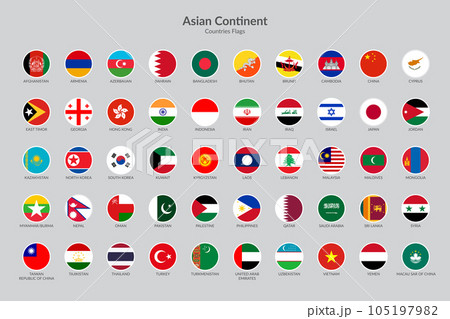 Asian Continent countries flag icons collection Asian Continent countries flag icons collection 105197982