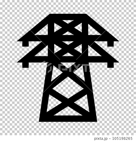 エネルギー、鉄塔、送電線を表す塗りつぶしスタイルのアイコン 105198265