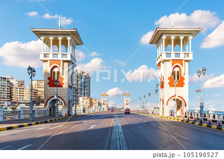Stanley Bridge, popular architectural landmark of Alexandria, Egypt 105198527