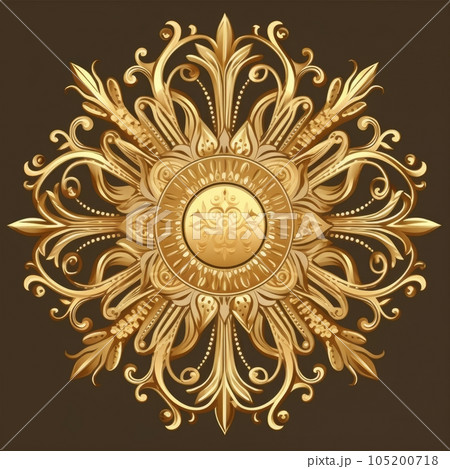 Golden mandala on a brown background. Vector illustration for your design 105200718