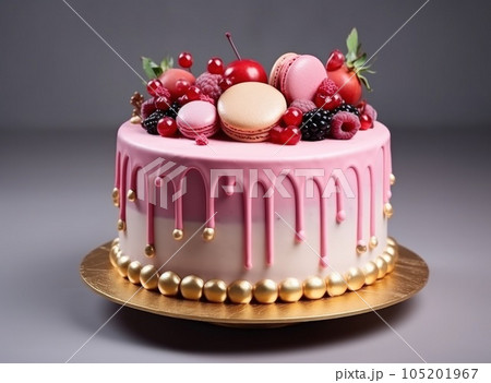 Pink cake with berries Pink cake with berries 105201967