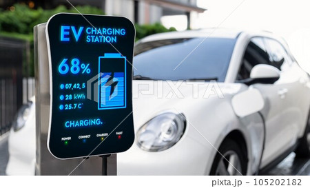 Futuristic clean energy utilization of smart EV charging station. Peruse 105202182