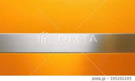 The abstract background of metal texture with empty space in tangerine orange and lemon yellow colors. Exuberant 3D illustration. The abstract background of metal texture with empty space in tangerine orange and lemon yellow colors. Exuberant 3D illustration. 105202205