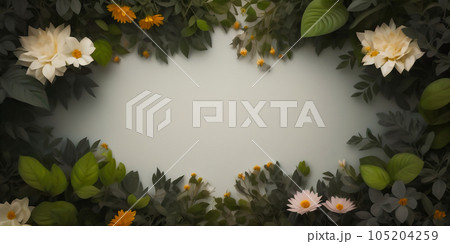 background with isolated green foliage and flowers background with isolated green foliage and flowers 105204259