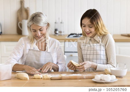 Happy mature grandma enjoying friendship with teenage granddaughter Happy mature grandma enjoying friendship with teenage granddaughter 105205760