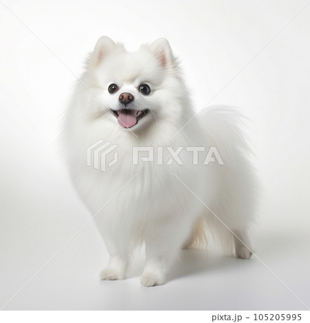 ポメラニアン　白背景　AI生成画像　ジェネレーティブAI 105205995