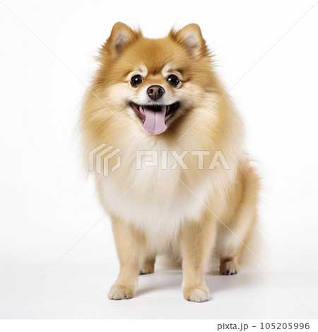 ポメラニアン　白背景　AI生成画像　ジェネレーティブAI 105205996