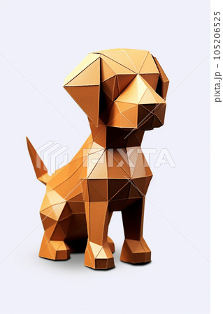 Cute little breed dog made in origami style 105206525