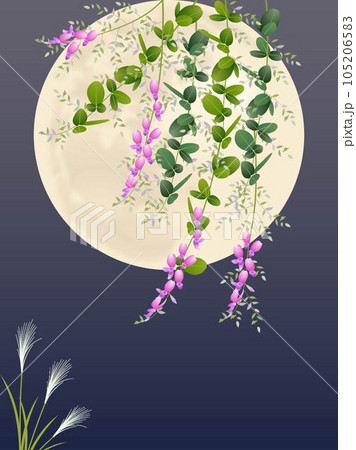 萩の花と月とススキ・縦 萩の花と月とススキ・縦 105206583