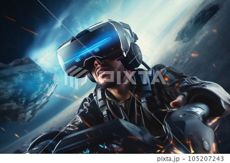 VRゴーグルと仮想空間　AI生成画像　AI画像 105207243