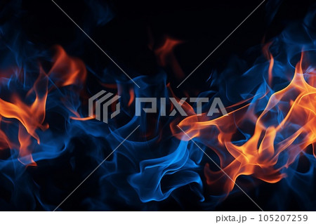 ブルーとオレンジの炎のエフェクト AI生成画像 AI画像 ブルーとオレンジの炎のエフェクト AI生成画像 AI画像 105207259