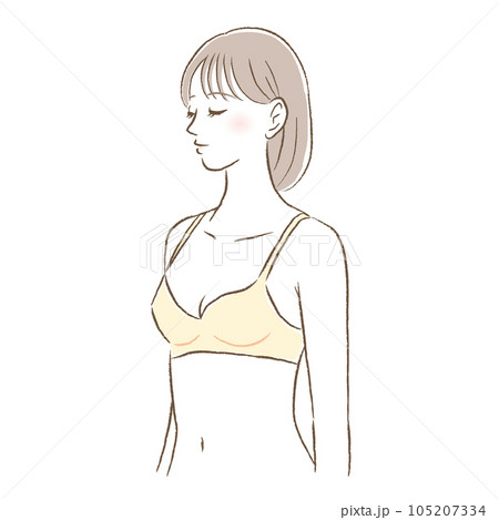 Drawing Of A Young Woman In A Bra Royalty Free SVG, Cliparts