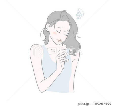 髪や毛先のダメージ、傷みに落ち込む女性 105207455