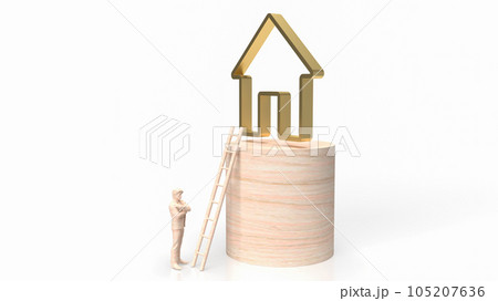 The wood man figure and home icon for property business concept 3d rendering 105207636