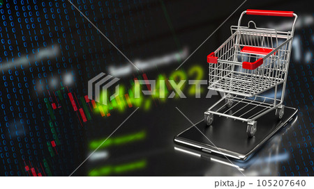 The shopping trolley on mobile for e shopping and shopping online concept 3d rendering 105207640
