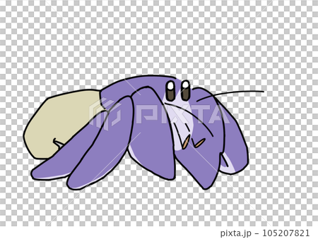 かわいい宿無し状態のヤドカリのイラスト かわいい宿無し状態のヤドカリのイラスト 105207821