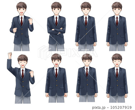 ブレザーの男子学生　表情詰め合わせ 105207919