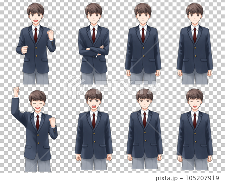 ブレザーの男子学生　表情詰め合わせ 105207919