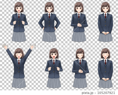 ブレザーの女子学生　表情詰め合わせ 105207921