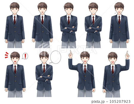 ブレザーの男子学生　表情詰め合わせ 105207923
