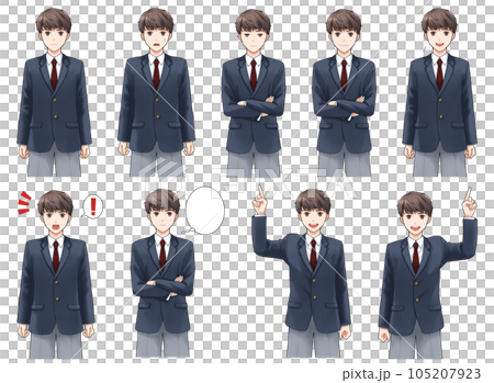 ブレザーの男子学生　表情詰め合わせ 105207923