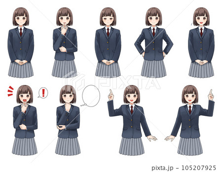 ブレザーの女子学生　表情詰め合わせ 105207925