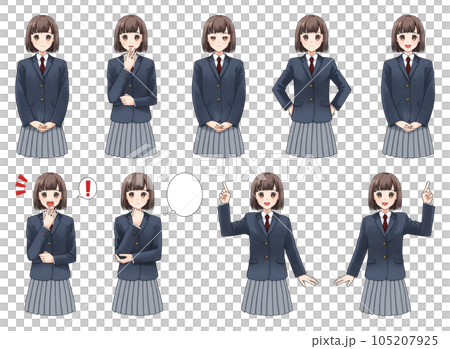 ブレザーの女子学生　表情詰め合わせ 105207925