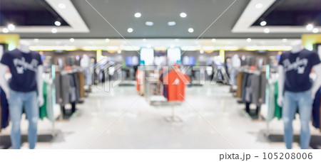 Abstract blur clothing boutique display interior of shopping mall background 105208006
