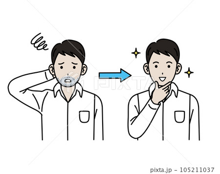 髭の脱毛をする若い男性のイラスト 髭の脱毛をする若い男性のイラスト 105211037