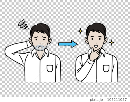 髭の脱毛をする若い男性のイラスト 髭の脱毛をする若い男性のイラスト 105211037