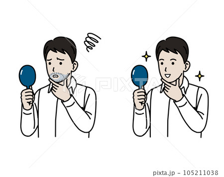 髭の脱毛をする若い男性のイラスト 105211038