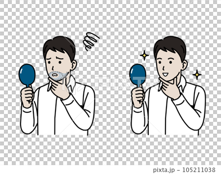 髭の脱毛をする若い男性のイラスト 105211038