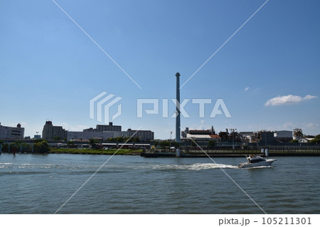 夏の江戸川の風景　千葉 105211301