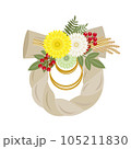 菊の花をあしらったしめ飾りのイラスト 105211830