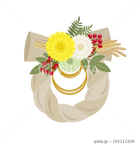 菊の花をあしらったしめ飾りのイラスト 105211830