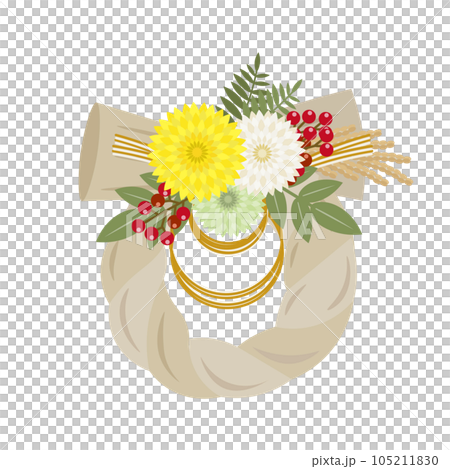 菊の花をあしらったしめ飾りのイラスト 105211830