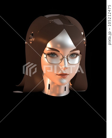 背景なしの女性のロボットの頭部だけのイラスト 背景なしの女性のロボットの頭部だけのイラスト 105212475