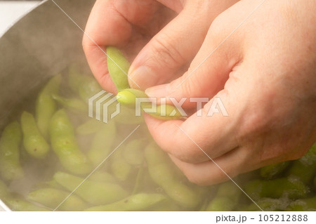 枝豆　茹る　手 105212888