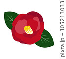 一輪の赤い椿と葉のイラスト 105213033