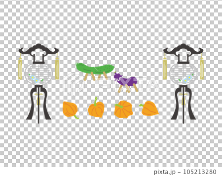 お盆イメージのイラストセット（カラー） 105213280