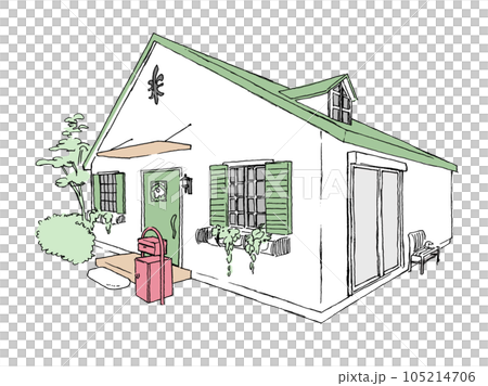 Cute one-story house (color) 105214706