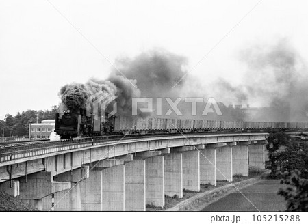 千歳線（旧線）西の里信号場の蒸気機関車C57とD51重連貨物 105215288