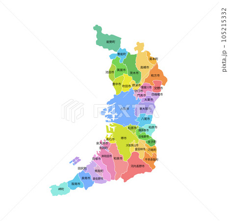 大阪府と市町村地図 大阪府と市町村地図 105215332