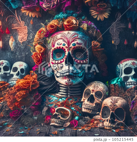 Dia de los muertos, Mexican Feast of the Dead, Day of the Dead and Halloween 105215445