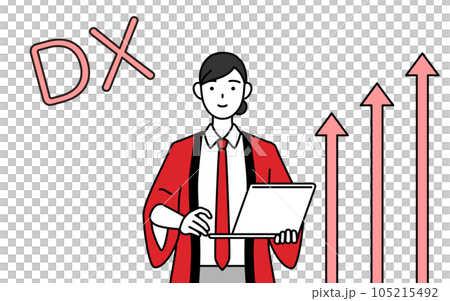 The image of DX, a saleswoman wearing a red happi coat who succeeded in improving her business 105215492