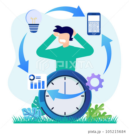 Illustration vector graphic cartoon character of work fatigue leads to stress 105215684