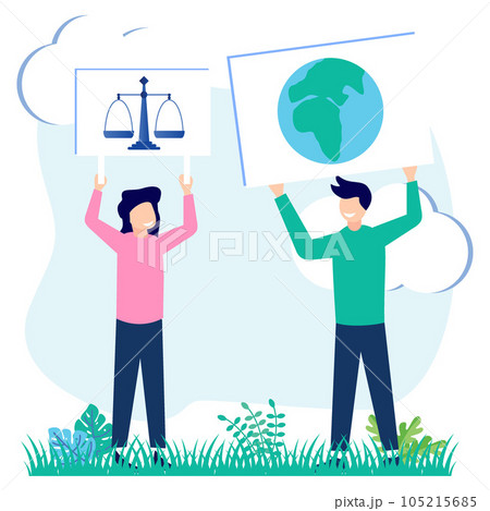 Illustration vector graphic cartoon character of social activists and demonstrations demanding improvement 105215685