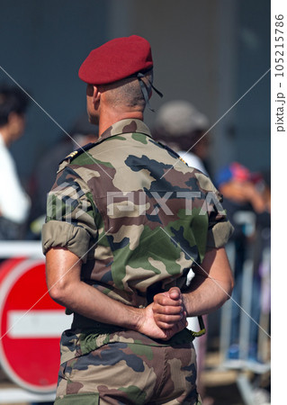 Captain of the French Army during Bastille Day 105215786