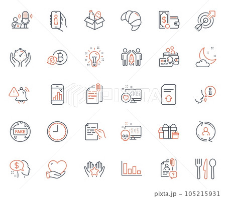 Business icons set. Included icon as Night weather, Search employee and Pay web elements. Attention bell, Target, Holiday presents icons. Volunteer, Wallet money, Ranking web signs. Vector Business icons set. Included icon as Night weather, Search employee and Pay web elements. Attention bell, Target, Holiday presents icons. Volunteer, Wallet money, Ranking web signs. Vector 105215931